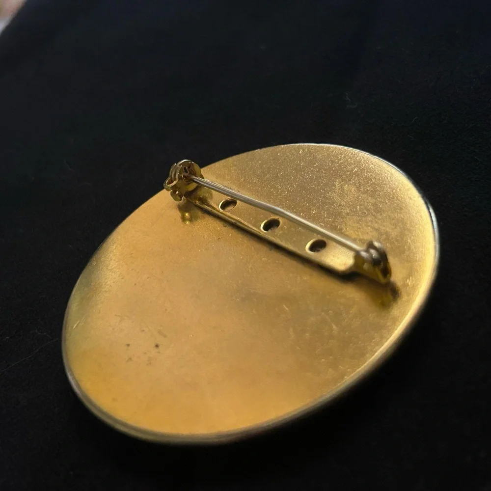 Vintage Gold Tone Genuine Hair-on-Hide Leopard Print Statement Brooch - Picture 4 of 8